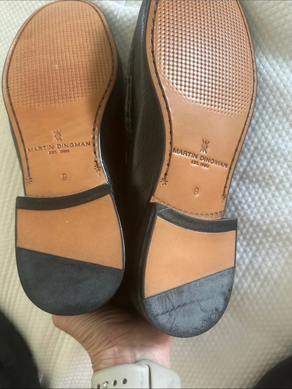 Martin Dingman Black Pebbled Leather Bit Loafers